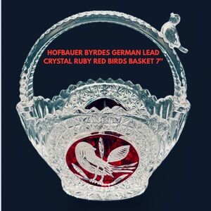 HOFBAUER GERMAN 24% LEAD CRYSTAL 
RUBY RED BRYDES BASKET